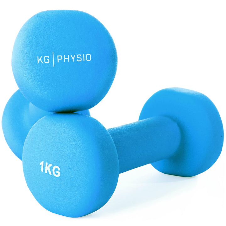 KG Physio Hantelset mit A3-Übungsposter - Neopren Kurzhanteln 2er Set - Fitness Gewichte aus Gusseis