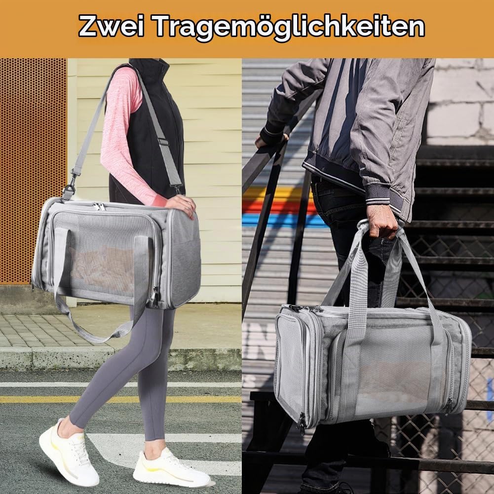 Hundebox faltbar, Hundetransportbox, Transporttasche für Katze Hund für Reise Auto Flugzeug, Leicht