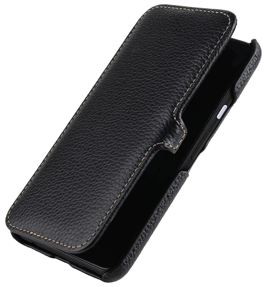 STILGUT Book Case kompatibel mit Google Pixel 4a 4G Hülle aus Leder mit Clip-Verschluss, Lederhülle,