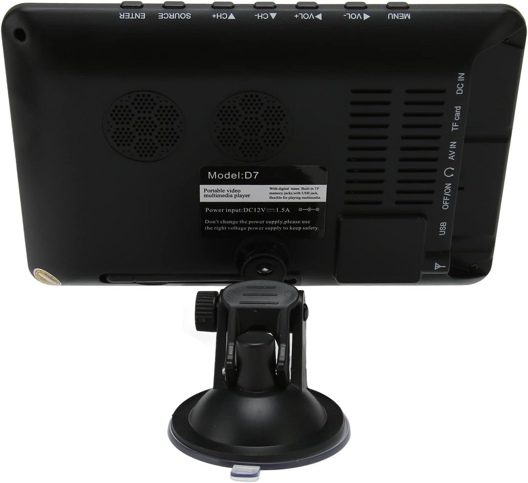 Tragbarer 7 Zoll Digitalfernseher, Auto Breitbild LED Fernseher mit 1500 mAh Lithiumbatterie, Unters