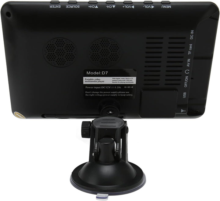 Tragbarer 7 Zoll Digitalfernseher, Auto Breitbild LED Fernseher mit 1500 mAh Lithiumbatterie, Unters