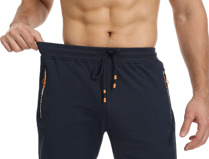 JustSun Herren Shorts Kurze Sporthose Baumwolle Stretchstoff mit Reissverschluss S B Blau, S B Blau