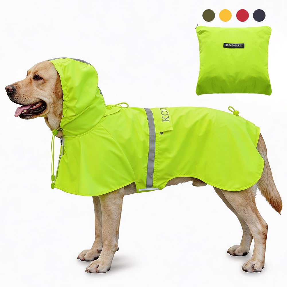Grosse Hunde Regenjacken Mit Kapuze,Hunde Regenmantel,Mit Reflektierenden Sicherheitsstreifen, Wasse
