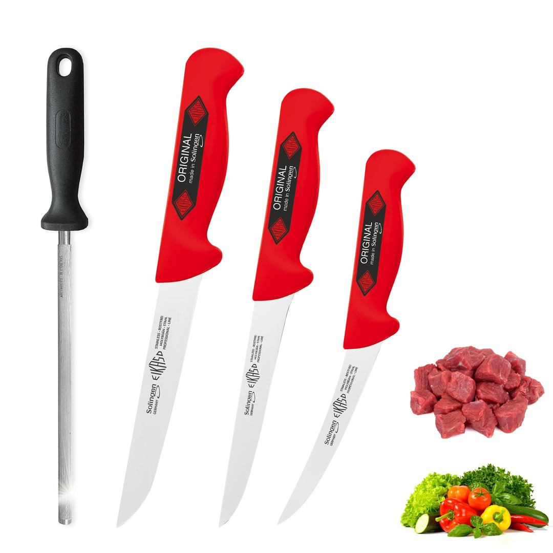4 Teilig Solingen Schlachtermesser Metzgermesser Ausbeinmesser Butcher Knife Set (2112