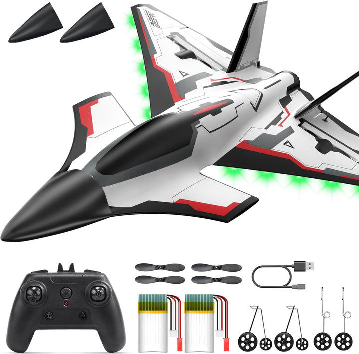 DEERC Future RC Flugzeug mit 4 Kanälen, LED-Lichtern, leicht zu fliegen, akrobatisches Flugzeug, 2,4