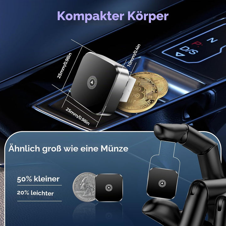 2026 Wireless Carplay &amp; Android Auto Adapter 2-in-1, 2.4+5.0 GHz WiFi CarPlay Adapter, Plug and Play