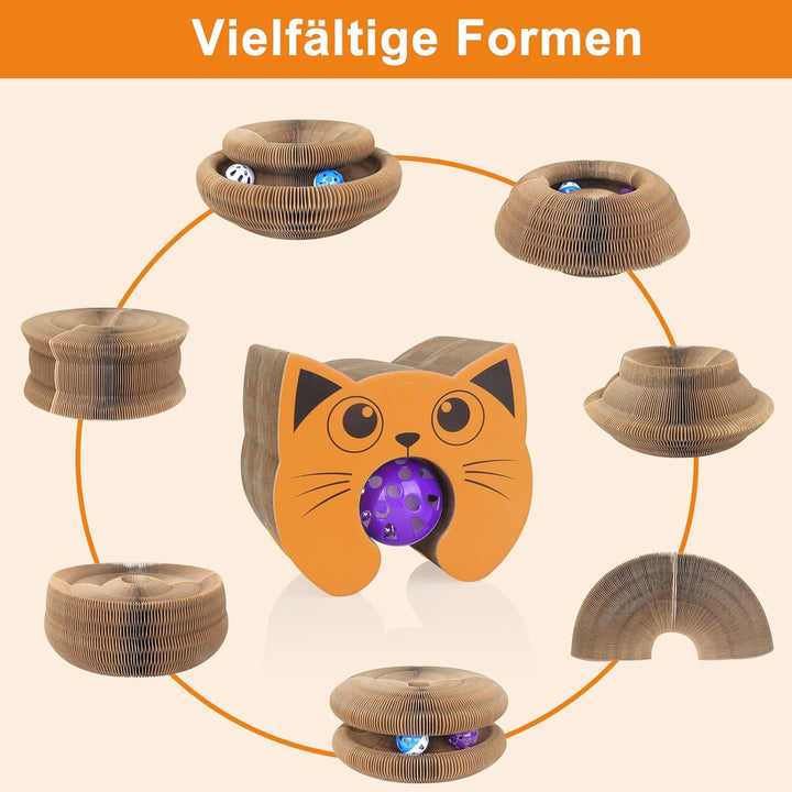 Kratzbrett Katze, 2-in-1 Cat Kratzbrett mit Glöckchen, Magische Orgel Cat Scratching Board, Zusammen