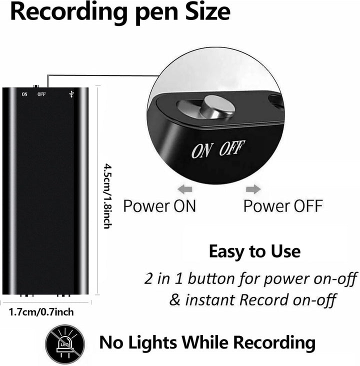 Diktiergerät Mini, 16GB Audiorekorder mit Rauschunterdrückung, Aufnahmegerät mit Löschfunktion, Mini