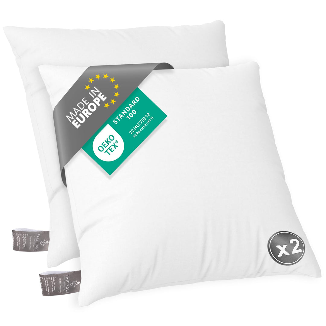 FAM Home Kissen 80x80 2er Set Weiches Mikrofaser - Kopfkissen 80x80 Allergiker mit Optimaler Stütze