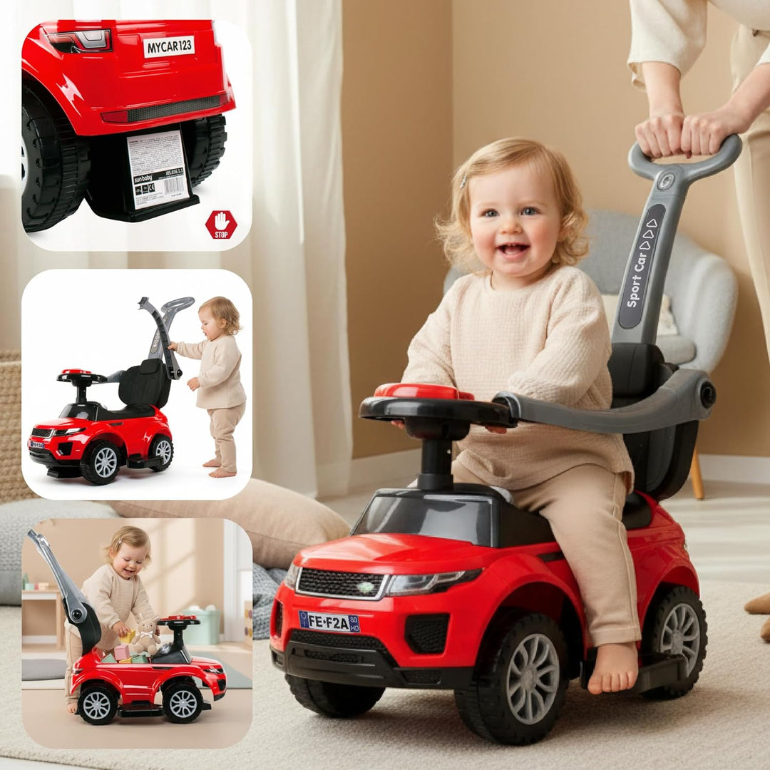 4in1 Kinderauto Rutschauto ab 2 Jahre und Schiebeauto mit Hupe und Musik, Rutschauto mit Stauraum un