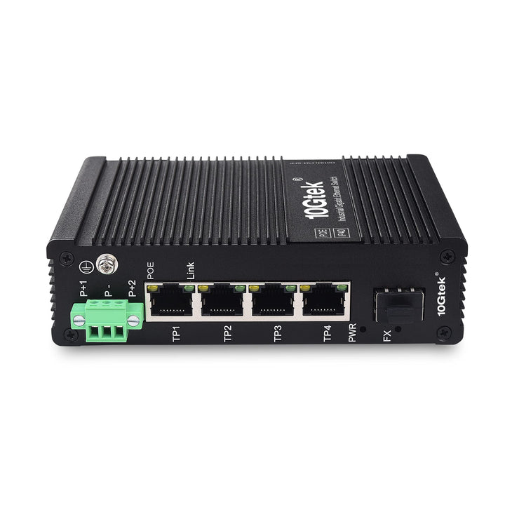 5-Port Industrial DIN-Rail Ethernet Switch Hutschiene, POE 802.3af/at, IP40, 1x Gigabit SFP Slot mit