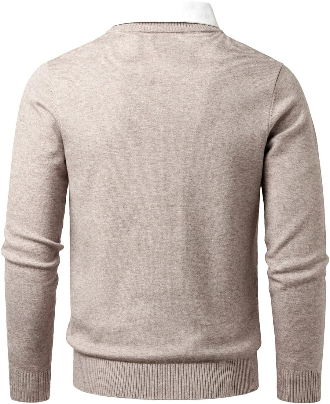 Harbrosrce Herren Strick Pullover V Ausschnitt Strickpullover Feinstrick Mock Hemdkragen Strickwaren