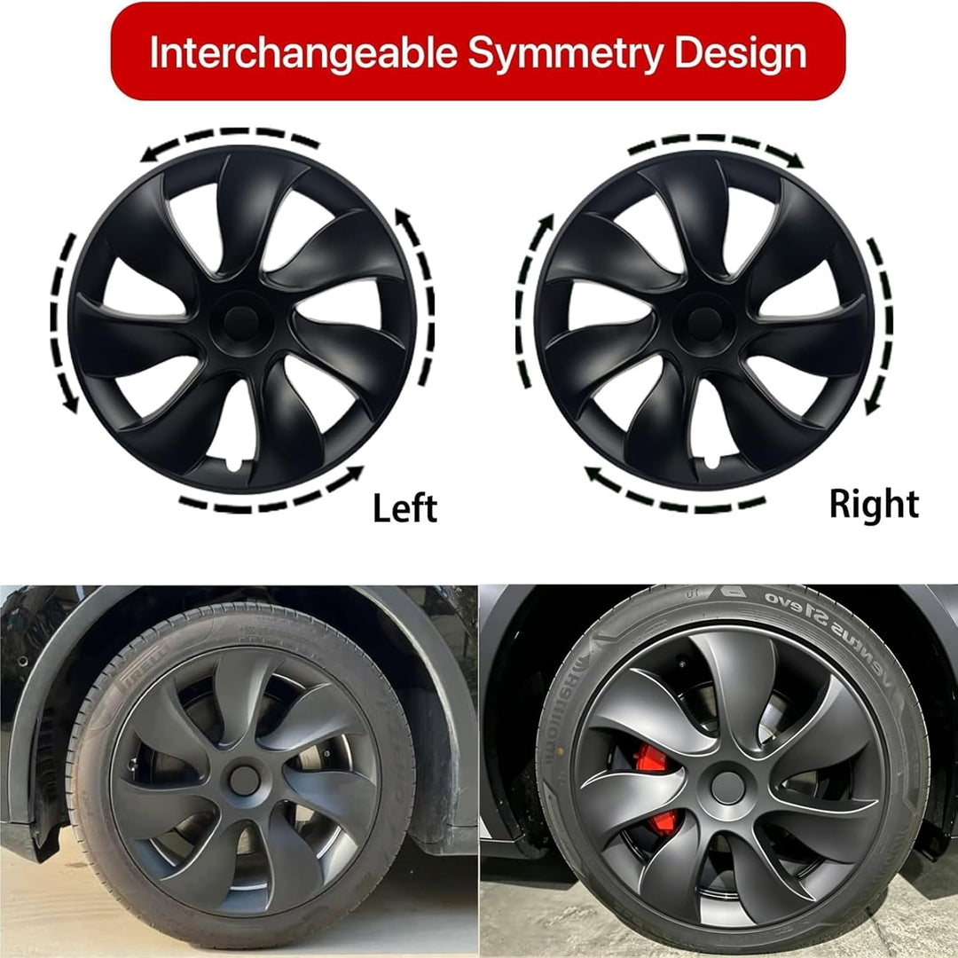 KAVANIC für Tesla Model Y Radkappen 19 Zoll Mattschwarz Unterstützung Logo Symmetrie Design (4-TLG.)