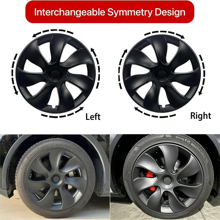 KAVANIC für Tesla Model Y Radkappen 19 Zoll Mattschwarz Unterstützung Logo Symmetrie Design (4-TLG.)