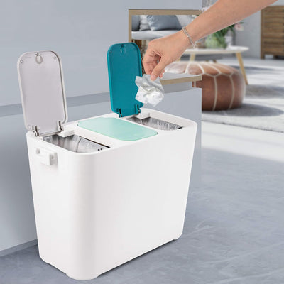 ONVAYA® Mülltrennsystem Tom | Mülltrennung mit mehreren Fächern | Mülleimer in creme-weiss | Abfalle