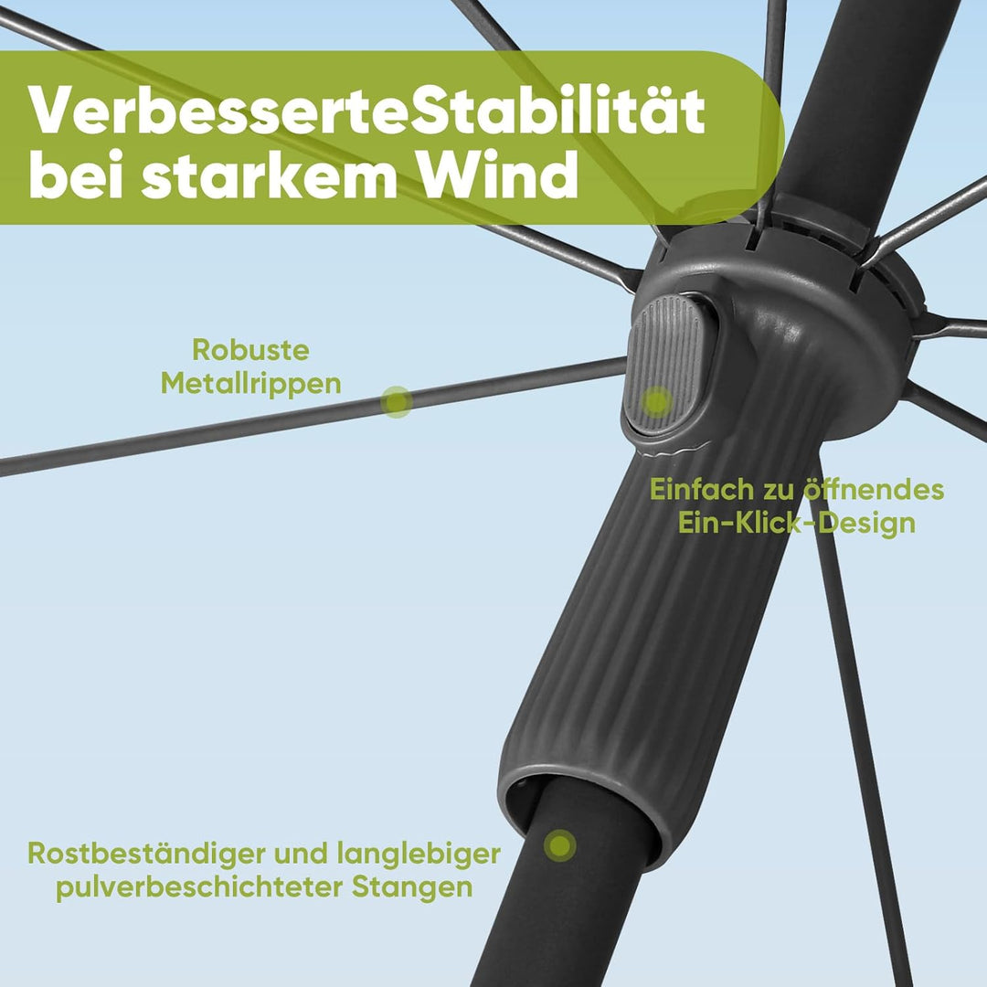 Sekey 160 cm Sonnenschirm Balkon mit Bodenhülse & Schutzhülle, Neigungs und Höhenverstellung, Sonnen