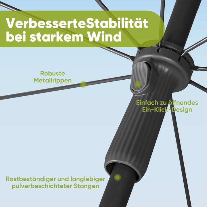 Sekey 160 cm Sonnenschirm Balkon mit Bodenhülse & Schutzhülle, Neigungs und Höhenverstellung, Sonnen