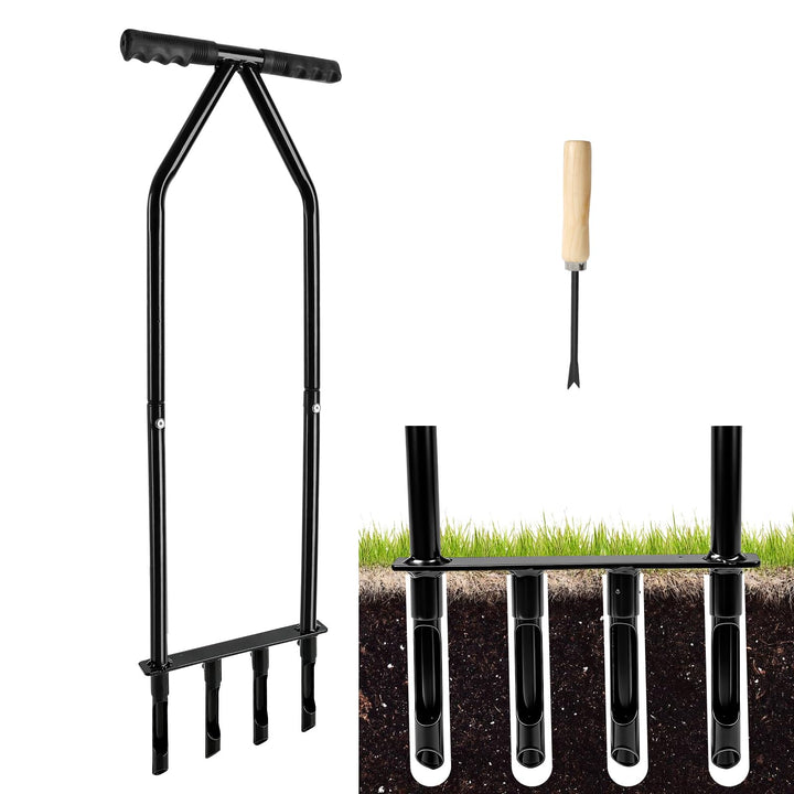 CDIYTOOL Rasenbelüfter, Gartenarbeit Rasen Aerato für Rasenpflege und verdichteten Boden, 4 Zinken H