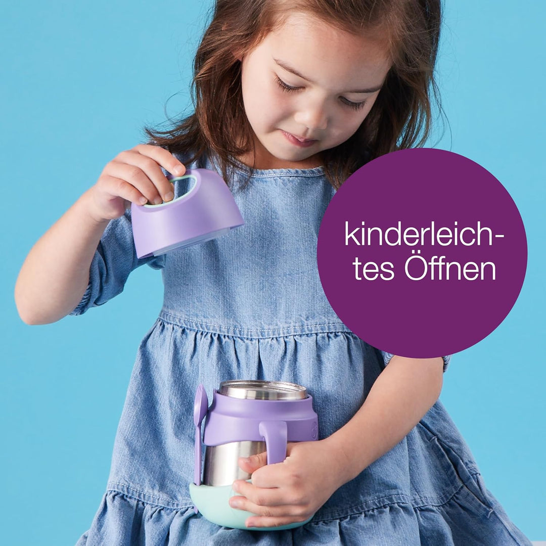 b.box Isolierte Lebensmitteldose mit doppelwandigem Edelstahl und Löffel, Kinder-Lunchbox für warme