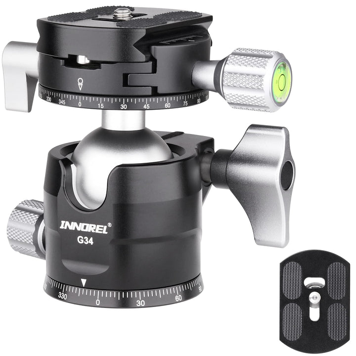 INNOREL G34 Low Profile Stativ-Kugelkopf Doppelter Panorama-Metall-Kamerastativ-Kugelkopf mit 1/4" A