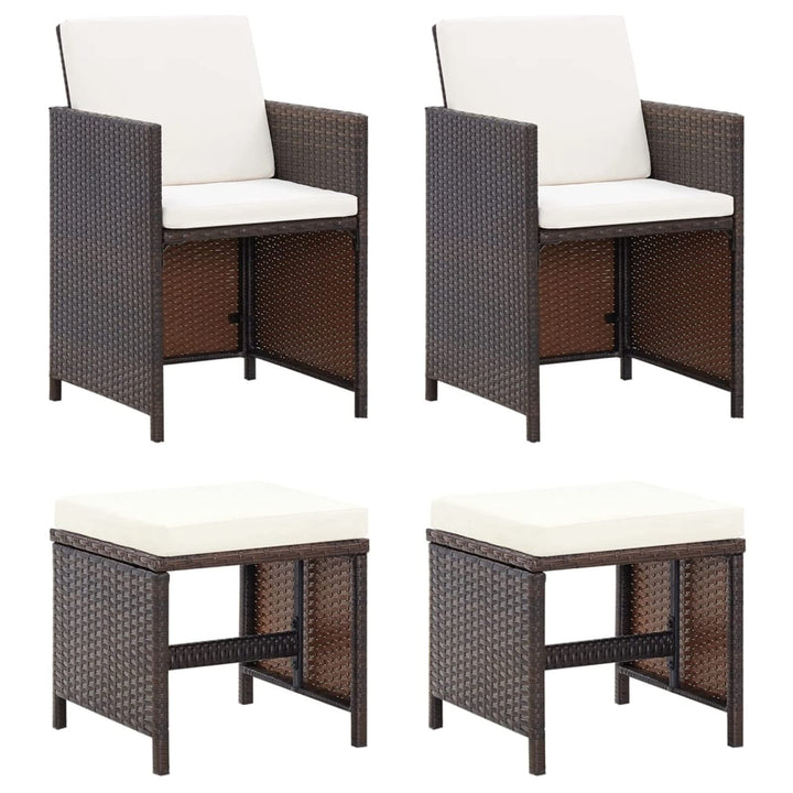 Tidyard Gartenstuhl Hocker Set 4-TLG.Sitzhocker Fusshocker Gartenhocker Gartensessel Essstuhl Stuhl