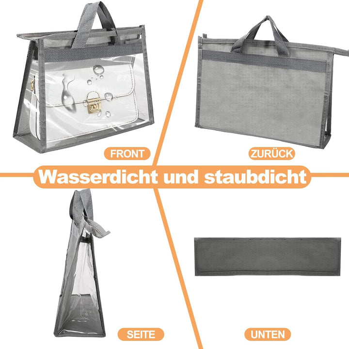 2 Stück Staubbeutel für Handtaschen, Staubschutzbeutel mit Reissverschluss und Griff, Transparente H