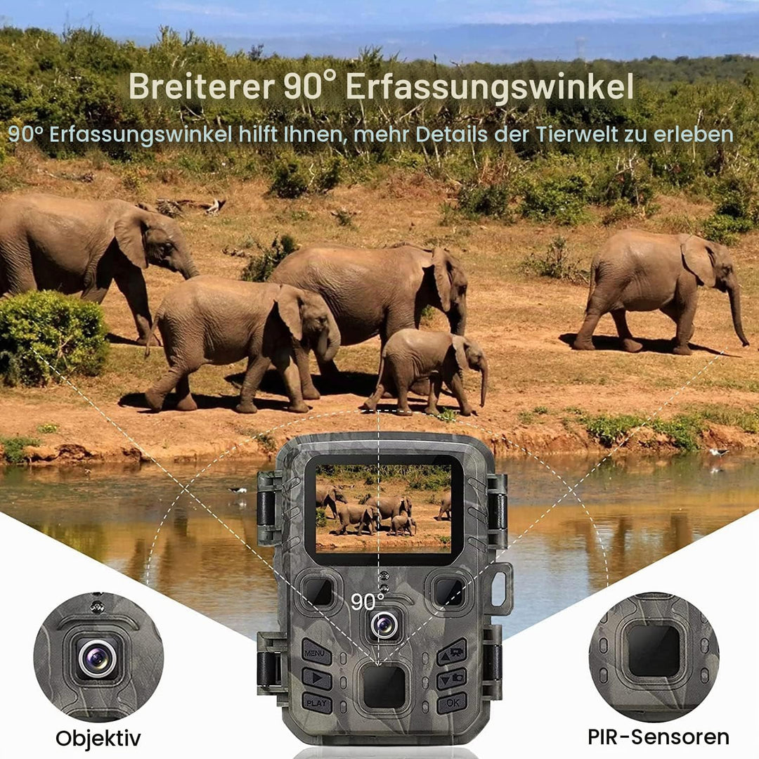 Mini Wildkamera 20MP 1080P HD Wildtierkamera 850nm IR LEDs Wildkamera mit Nachtsicht Bewegungsmelder