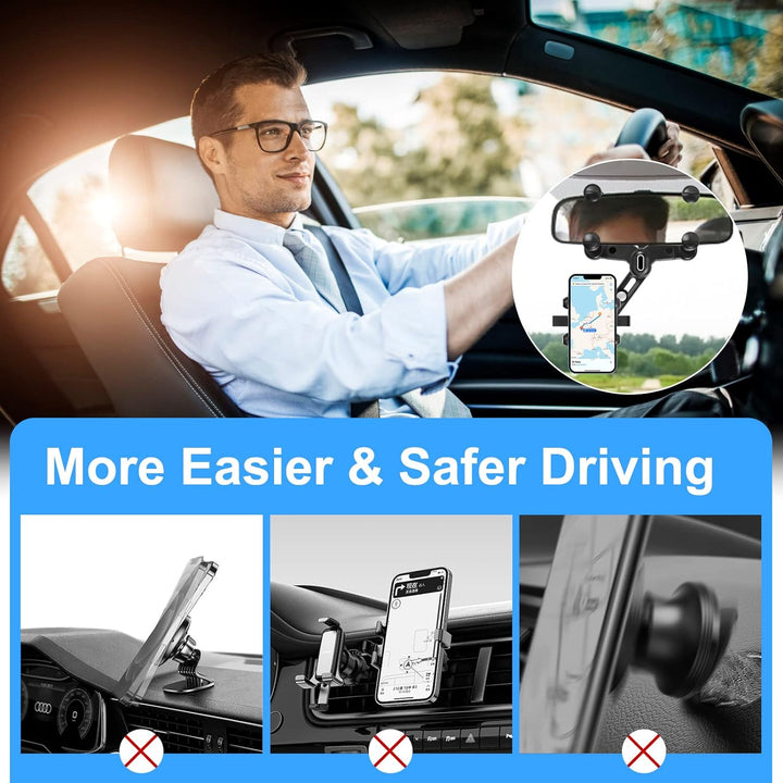 LURICO Handyhalterung Auto Rückspiegel, Rückspiegel Telefonhalter, Universal 360 ° Drehbarer und Ein