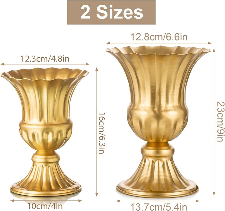 Sziqiqi Golden Metall Vase für Hochzeit - 2 Stück Klein Blumenvase Deko Hochzeit Mittelstücke, Vinta