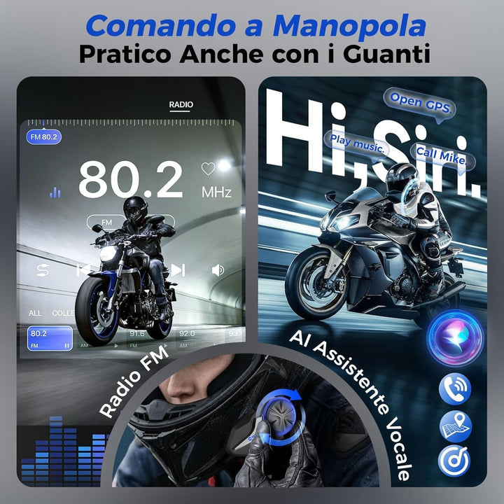 Moman CPX Mesh Motorrad Headset 2000m für 24 Motorräder (1PC) | Helm Intercom BT5.4, ENC/DSP/CVC Noi