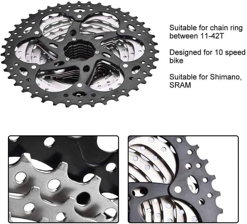 SOONHUA Fahrrad Freilauf Fahrrad Kassette Schwungrad Kettenrad 10-Gang 11-42T Freilauf für Mountainb
