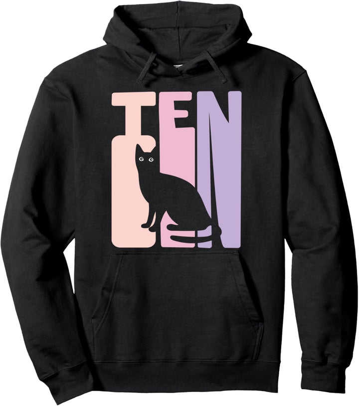 10. Geburtstag Geschenk Katze Kätzchen Fan 10 Jahre Mädchen Pullover Hoodie