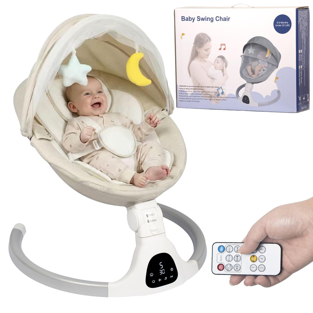 Elektrische Babywippe für Säuglinge bis 9 kg, klappbar, mit Fernbedienung & Bluetooth, Timer-Funktio