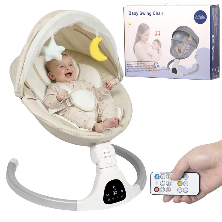 Elektrische Babywippe für Säuglinge bis 9 kg, klappbar, mit Fernbedienung & Bluetooth, Timer-Funktio