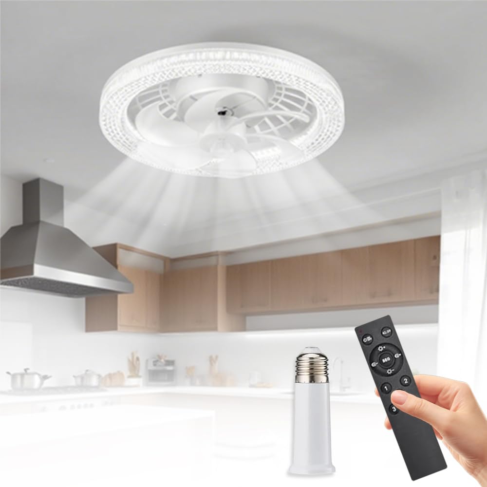 Anyingkai Ventilator lampe E27,Deckenventilator Mit Beleuchtung 30W,Deckenventilator Mit Licht,Lampe