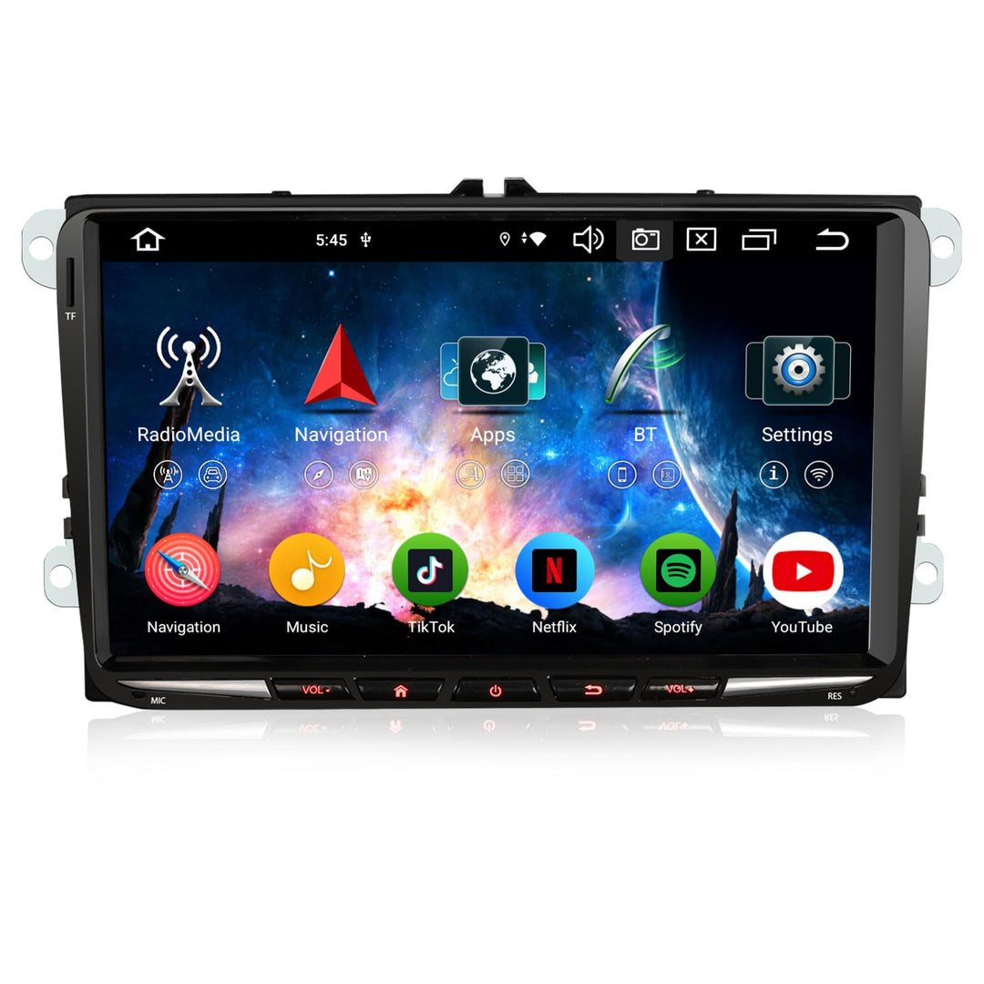 Erisin 8-Kern 4GB+64GB 9 Zoll Android 14 Autoradio Bluetooth GPS Navi Für VW T5 Golf 6/5 EOS Caddy P