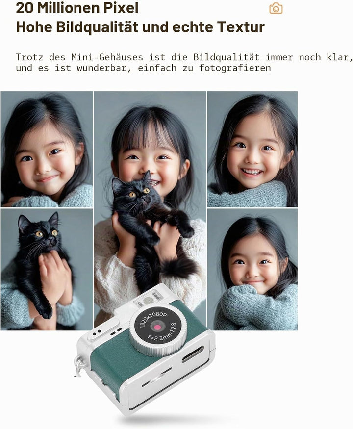 Dpofirs Kleine Retro -Digitalkamera, 1080p HD 128 GB Speichertasche Kamera Vintage -Stil, 0,96 Zoll