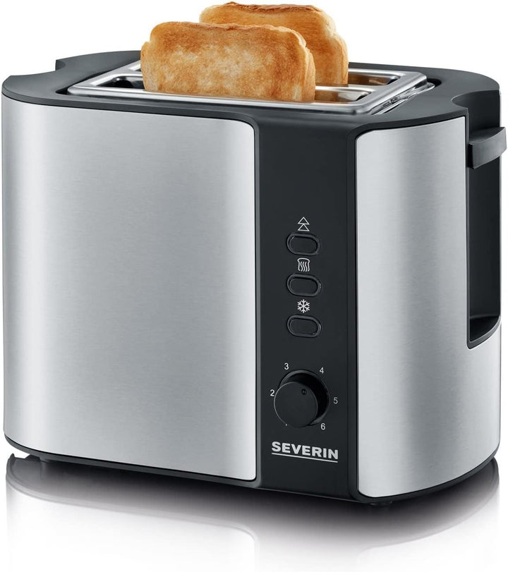 SEVERIN WK 3468 Glas-Wasserkocher (ca. 2.200 W, 1 L) edelstahl/schwarz & Automatik-Toaster, Inkl. Br
