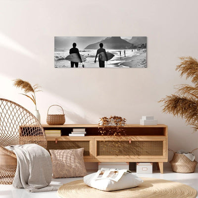 Panorama Bilder auf Leinwand Meer Welle Surfen Leinwandbild 90x30cm Wandbilder Dekoration Wohnzimmer