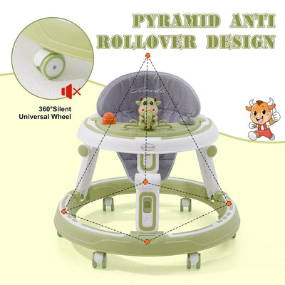 3 in1Lauflernhilfe,Babywalker Höhenverstellbar & Klappbar,Anti-Rollove Lauflernwagen mit 7-Fach Höhe