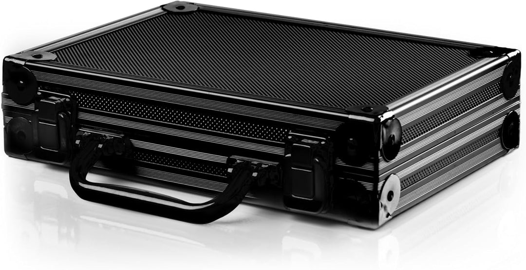 Dartkoffer Luxus in schwarz, schlagfest, Platz für 4 komplette Dartsets und Zubehör, Dartcase, Tasch