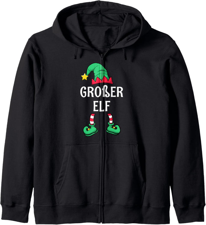 Grosser Elf Partnerlook Familien Männer Jungen Weihnachten Kapuzenjacke