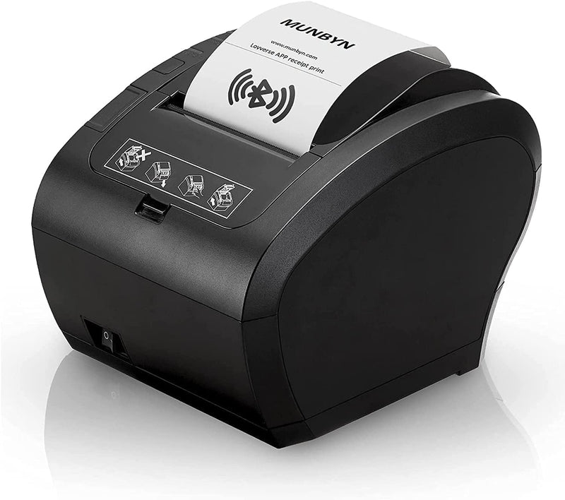 Thermodrucker Bluetooth Munbyn 300mm/s Bondrucker Belegdrucker Quittungsdrucker Auto-Cut für Schubla