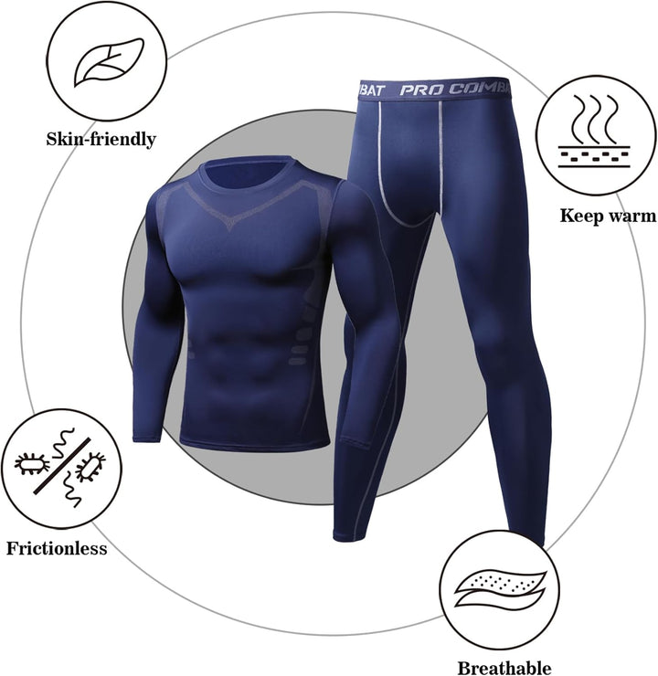 Thermounterwäsche Herren Winter Thermo Unterwäsche Set Fussball Funktionsunterwäsche Innenfleece Ski