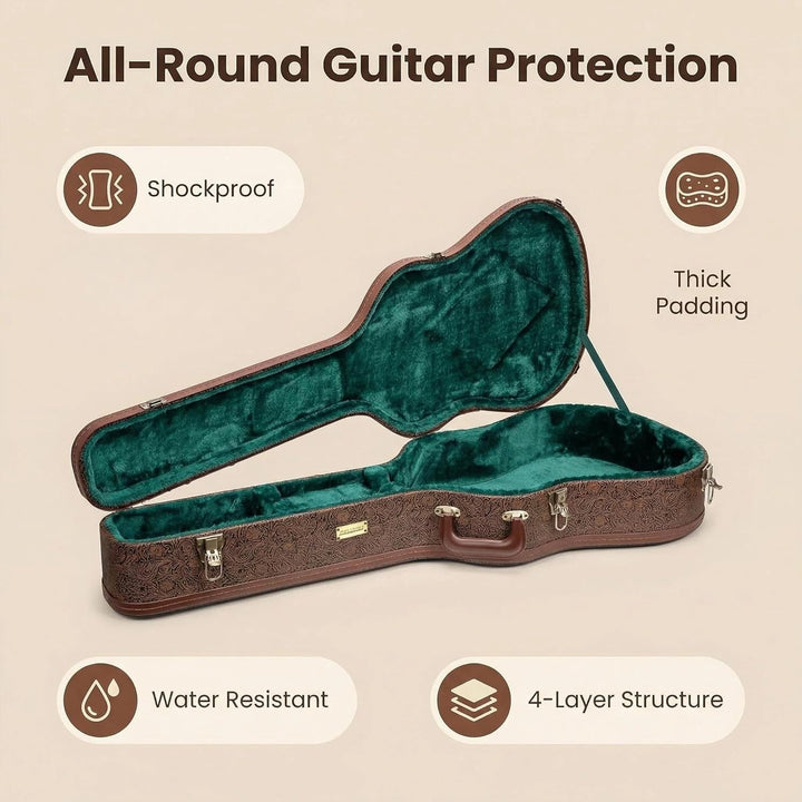 Crossrock Designer Serie – Universelles Holzetui für Gibson Acoustic J45 und Martin Dreadnought Gita