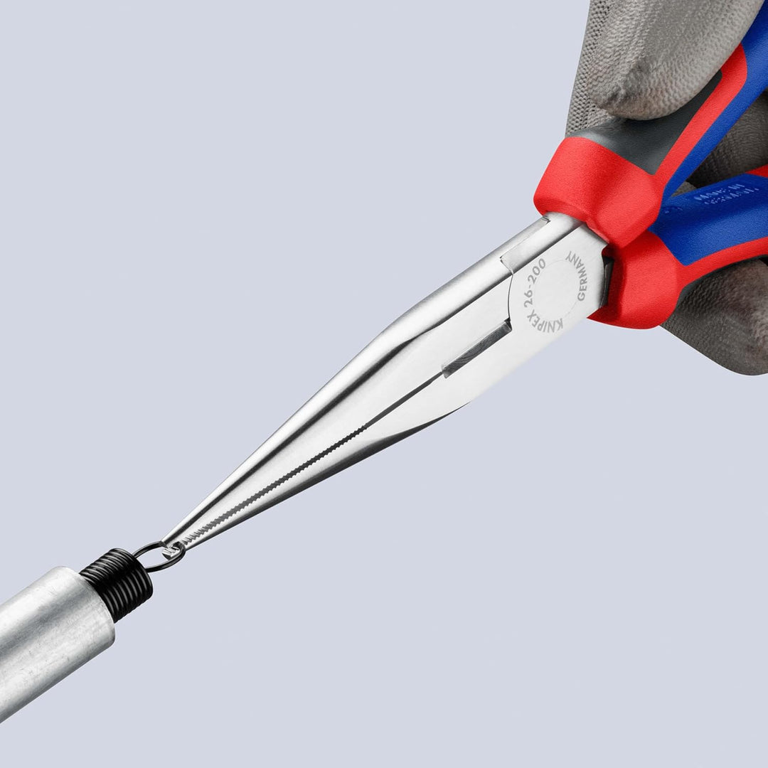 Knipex Flachrundzange mit Schneide (Storchschnabelzange) verchromt, mit Mehrkomponenten-Hüllen 200 m