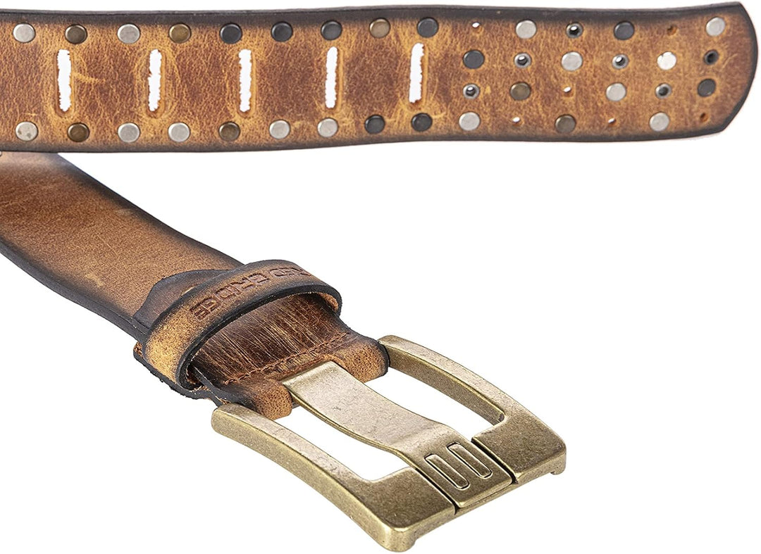 Ledergürtel Gürtel mit Nieten Robust und Langlebig 110 Tobacco, 110 Tobacco