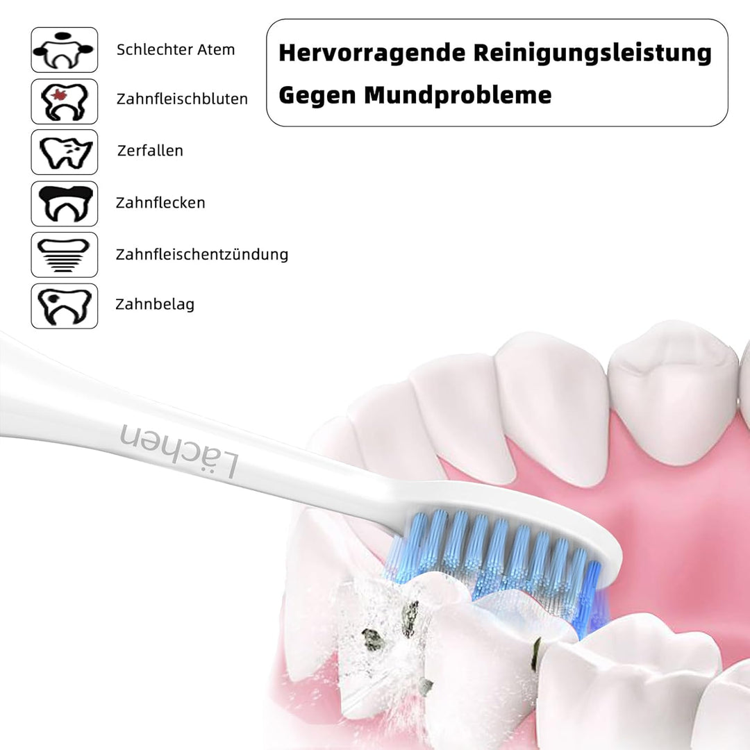Lächen Standardbürstenkopf,Passend für alle elektrischen Zahnbürsten von Lächen, S121 Weiss, 4 Stück