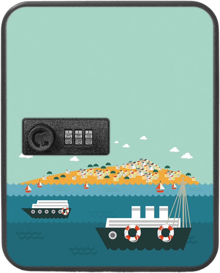 banjado® Burg-Wächter® abschliessbarer Schlüsselkasten mit Motiv Land in Sicht für 20 Schlüssel - Sc