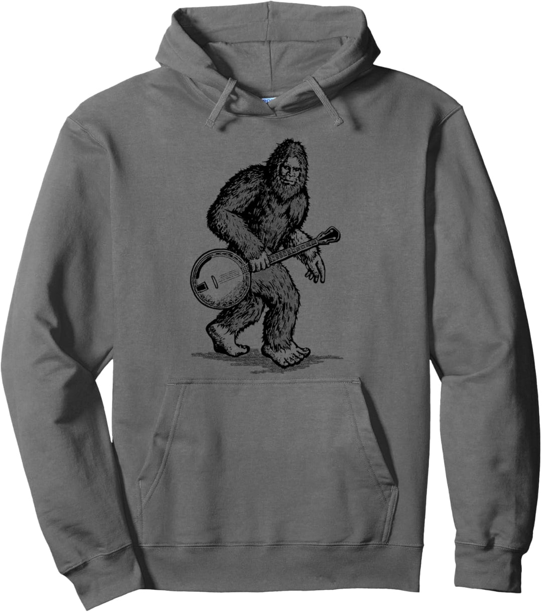 Grassquatch! Vintage Bigfoot & Bluegrass Banjo Music Pullover Hoodie